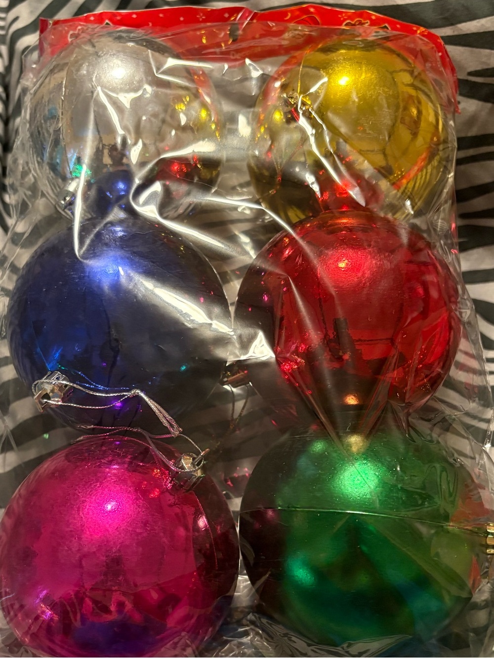Pack of 6 Shiny Multicolored Christmas Ornaments